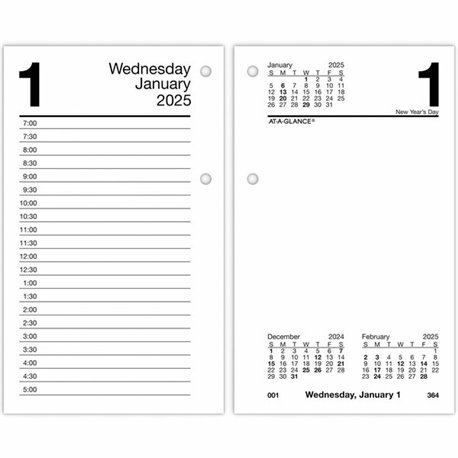 At-A-Glance Loose-Leaf Desk Calendar Refill withTabs - Standard Size - Julian Dates - Daily - 12 Month - January 2025 - December