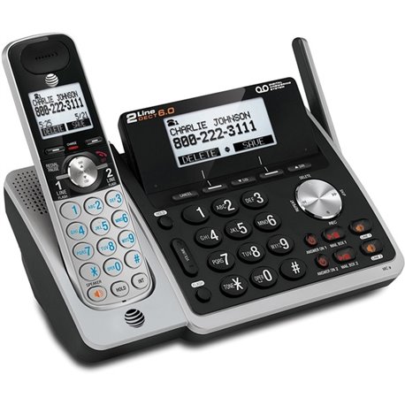 AT&T TL88102 DECT 6.0 1.90 GHz Cordless Phone - 2 x Phone Line - Speakerphone - Answering Machine - Backlight