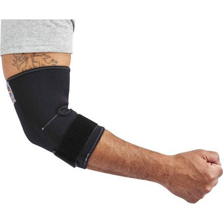 Ergodyne ProFlex 655 Elbow Sleeve with Strap - Black - Spandex, Neoprene - 1 Each