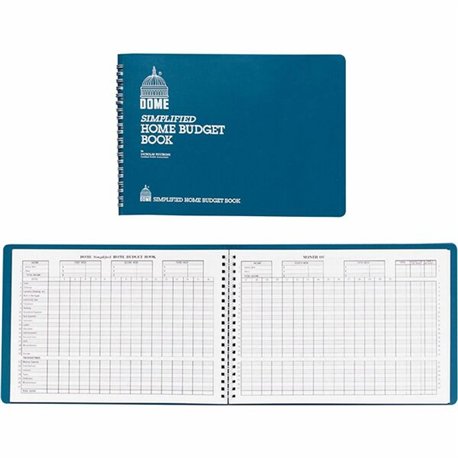 Dome Simplified Home Budget Book - 64 Sheet(s) - Wire Bound - 10.50" x 7.50" Sheet Size - White - White Sheet(s) - Blue Cover - 
