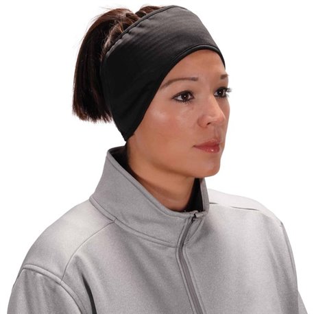 N-Ferno 6887 2-Layer Winter Headband - Fleece, Spandex - 1 Each - Adjustable - 8.5" Height x 0.5" Width x 7.3" Length - Black - 