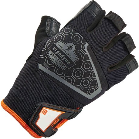 Ergodyne ProFlex 860 Heavy Lifting Utility Gloves - Small Size - Half Finger - Black - Padded Palm, Reinforced Thumb, Breathable