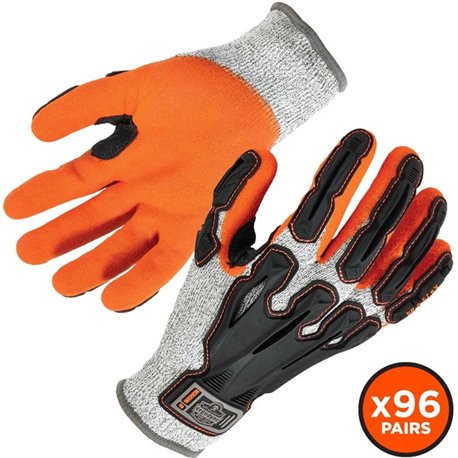 Ergodyne ProFlex 922CR Nitrile-Coated Cut-Resistant Gloves - Nitrile, Latex Coating - Small Size - Gray - Impact Resistant, Cut 