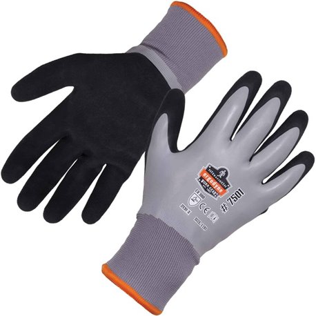 Ergodyne ProFlex 7501 Coated Waterproof Winter Work Gloves - Thermal Protection - Nitrile, Latex Coating - Small Size - Gray - W