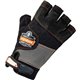 Ergodyne ProFlex 901 Half-Finger Leather Impact Gloves - Small Size - Half Finger - Black - Anti-Vibration, Breathable, Knitted,