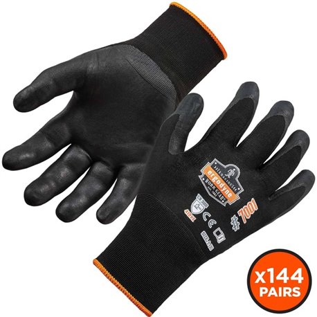 Ergodyne ProFlex 7001 Abrasion-Resistant Nitrile-Coated Gloves - DSX - Nitrile Coating - Small Size - Black - Touchscreen Capabl