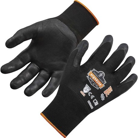 Ergodyne ProFlex 7001 Abrasion-Resistant Nitrile-Coated Gloves - DSX - Nitrile Coating - Medium Size - Black - Touchscreen Capab