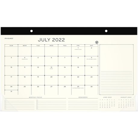 At-A-Glance Elevation Eco Academic Desk Pad - Academic - Monthly - 12 Month - July 2024 - July 2025 - 1 Month Single Page Layout
