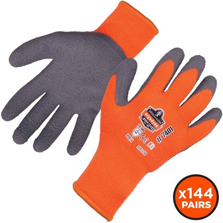 Ergodyne ProFlex 7401 Coated Lightweight Winter Work Gloves - Thermal Protection - Latex Coating - XXL Size - Orange - Lightweig