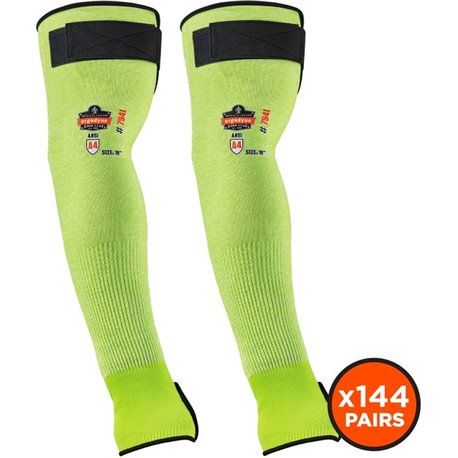 Ergodyne ProFlex 7941 Cut-Resistant Protective Arm Sleeve Pair - 5.25" Length - Lime - Yarn - Cut Resistant, Moisture Wicking, A