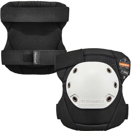 Ergodyne ProFlex 300HL Cap Rounded Cap Knee Pads - Hook and Loop - White, Black, Gray - 840D Nylon, Elastic, Foam - 1 Pair