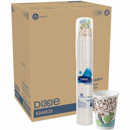 Dixie PerfecTouch 12 oz Insulated Paper Hot Coffee Cups by GP Pro - 50 / Pack - 20 / Carton - Coffee Haze - Paper - Hot Drink