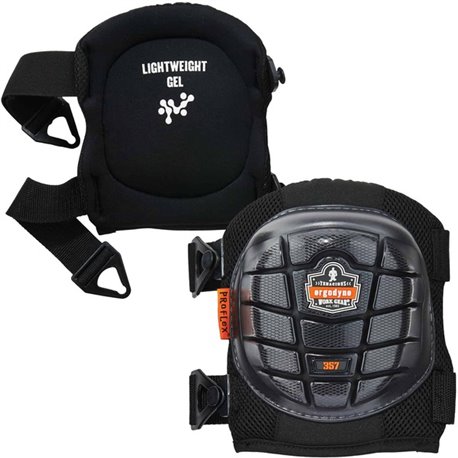 Ergodyne ProFlex 357 Short Cap Lightweight Gel Knee Pads - Black - Foam, Rubber, Elastic, Plastic, Ethylene Vinyl Acetate (EVA),