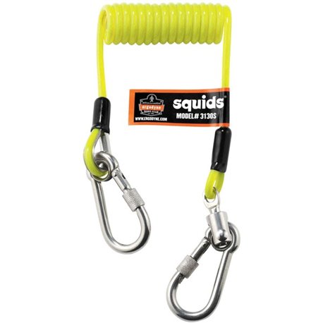 Squids 3130S Coiled Cable Lanyard - 2lbs - 6 / Carton - 2 lb Load Capacity - Standard - Carabiner Attachment - 11" Height x 2" W