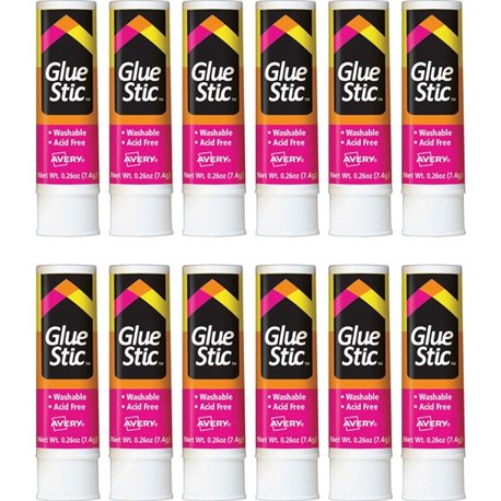 Avery Permanent Glue Stic - 0.26 fl oz - 12 / Box - White