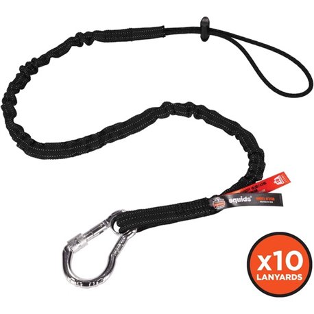 Squids 3100-BULK Single Carabiner Tool Lanyard - 10lbs - 10 / Carton - 10 lb Load Capacity - Standard - 4" Height x 1" Width x 2