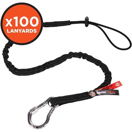 Ergodyne 3100-100pk Single Carabiner Tool Lanyard - 10lbs - 100 / Carton - Adjustable - 10 lb Load Capacity - Standard - Carabin