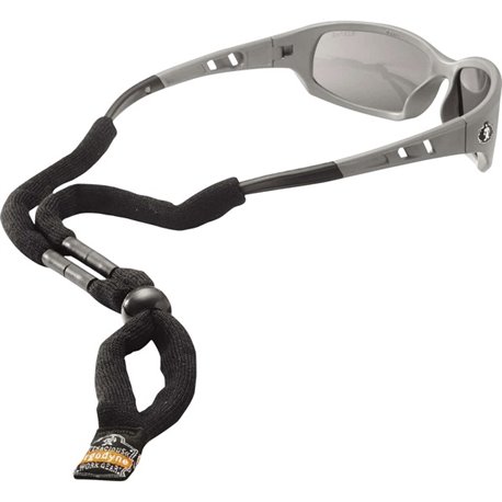 Skullerz 3215 Cotton Breakaway Eyewear Lanyard - 6 / Carton - Adjustable - 0.3" Height x 1.5" Width x 13" Length - Black - Cotto