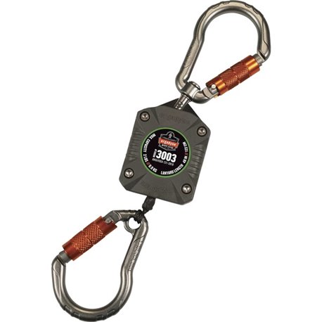 Squids 3003 Retractable Tool Lanyard - Dual Locking Carabiners, 2lbs / 0.9kg - 1 Each - 1.98 lb Load Capacity - Standard - Carab