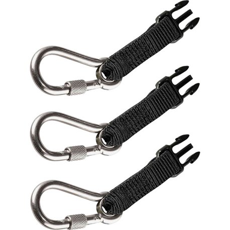 Squids 3025 Retractable Tool Lanyard Accessory Pack - SS Carabiner Attachments - 1 Each - 1 lb Load Capacity - Standard - Carabi