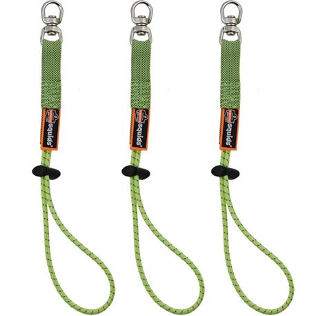 Ergodyne 3713 Standard Elastic Loop Tool Tails Swivel - 18 / Carton - 10 lb Load Capacity - Standard - Carabiner Attachment - 9.