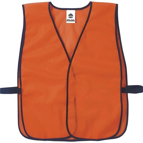 GloWear 8010HL Non-Certified Economy Vest - Hook & Loop Closure - Polyester Mesh - Orange - 1 Each