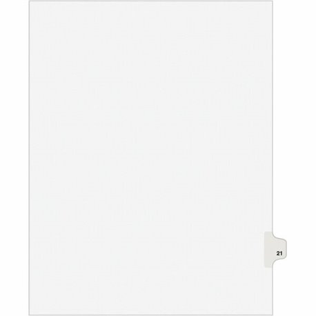 Avery Individual Legal Exhibit Dividers - Avery Style - 1 Printed Tab(s) - Digit - 21 - 1 Tab(s)/Set - 8.5" Divider Width x 11" 