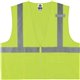 GloWear 8225Z Type R Class 2 Standard Solid Vest - Small/Medium Size - Zipper Closure - Fabric, Polyester - Lime - Pocket, Mic T