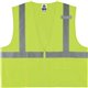 GloWear 8225Z Type R Class 2 Standard Solid Vest - 4-Xtra Large/5-Xtra Large Size - Zipper Closure - Fabric, Polyester - Lime - 