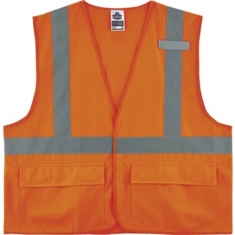 GloWear 8225HL Type R Class 2 Standard Solid Vest - 4-Xtra Large/5-Xtra Large Size - Hook & Loop Closure - Fabric, Polyester - O