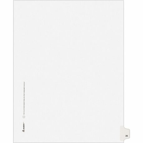 Avery Individual Legal Exhibit Dividers - Avery Style - 1 Printed Tab(s) - Digit - 25 - 1 Tab(s)/Set - 8.5" Divider Width x 11" 