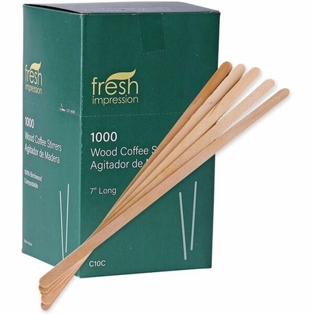 Eco-Products 7" Wooden Stir Sticks - 7" Length - Wood - 1000 / Pack - Woodgrain