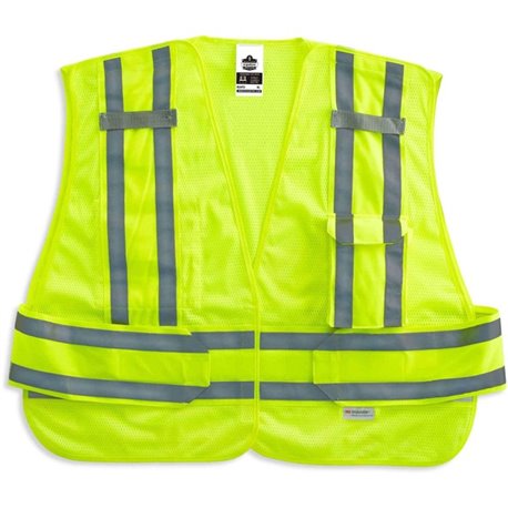 GloWear 8244PSV Type P Class 2 Expandable Public Safety Vest - Medium/Large Size - Hook & Loop Closure - Lime - Adjustable, Refl