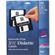 Avery Floppy Disk Label - Removable Adhesive - Square - Laser, Inkjet - Matte White - Paper - 1875 Total Label(s) - 5 / Carton