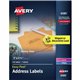 Avery Easy Peel Address Label - 2 5/8" Height x 1" Width - Permanent Adhesive - Rectangle - Laser, Inkjet - Clear - Film - 30 / 