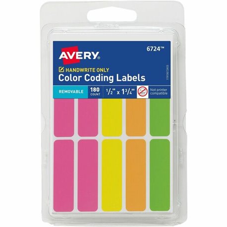 Avery Rectangular Removable Color Coding Labels on Small Sheets - 1/2" Height x 1/2" Width x 1 3/4" Length - Removable Adhesive 