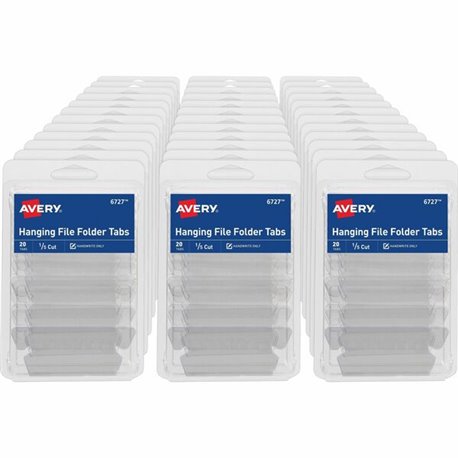 Avery Hanging File Folder Tabs, 1/5 Cut, 20 Total (06727) - 720 Tab(s) - 1/5 - 9" Tab Height x 2" Tab Width - Matte Clear Film T