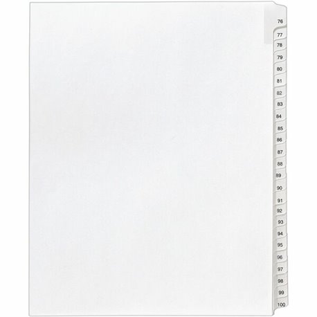 Avery Allstate Style Collated Legal Dividers - 25 x Divider(s) - Printed Tab(s) - Digit - 76-100 - 25 Tab(s)/Set - 8.5" Divider 