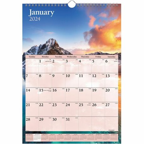 At-A-Glance Tropical Escape Wall Calendar - Medium Size - Julian Dates - Monthly - 12 Month - January 2024 - December 2024 - 1 W