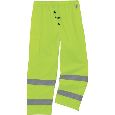 GloWear 8915 Class E Rain Pants - For Rain Protection - 3-Xtra Large Size - Lime - 300D Oxford Polyester, Polyurethane, Polyeste