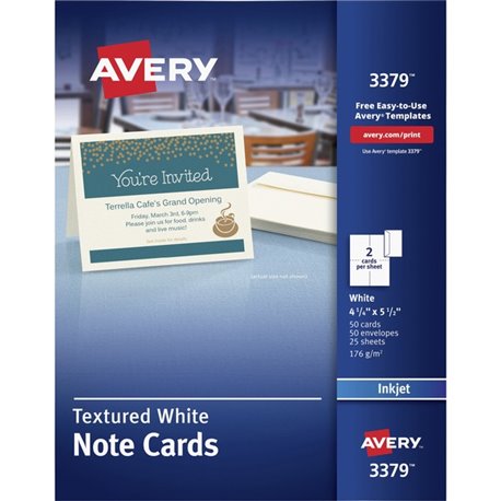 Avery Note Card - 6 / Carton - Textured - White