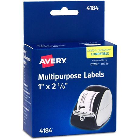 Avery Direct Thermal Roll Labels - 1" Height x 2 1/8" Width - Permanent Adhesive - Rectangle - Thermal - Bright White - Paper - 