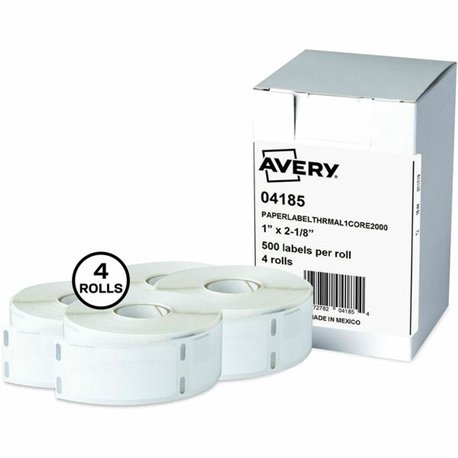 Avery Direct Thermal Multipurpose Labels - 1" Height x 2 1/8" Width - Permanent Adhesive - Rectangle - Thermal - Bright White - 