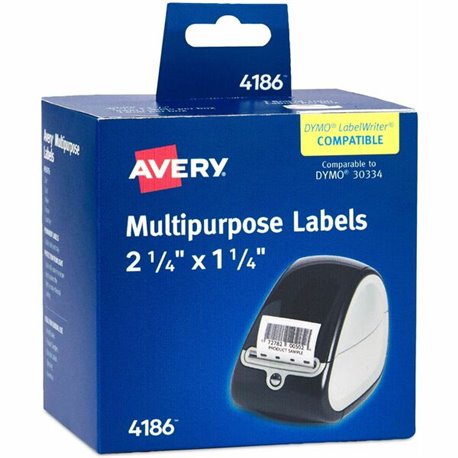 Avery Thermal Roll Labels, 2.25" x 1.25" , 1,000 White Labels (4186) - 1 1/4" Height x 2 1/4" Width - Permanent Adhesive - Recta