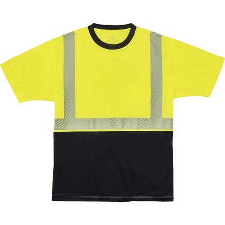 GloWear 8280BK Type R Class 2 Front Performance T-Shirt - 2XL Size - Polyester - Lime, Black