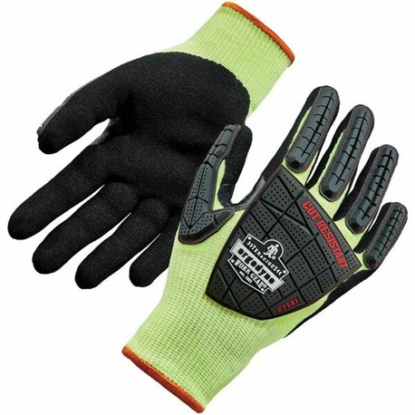 Ergodyne ProFlex 7141 Nitrile-Coated DIR Level 4 Cut-Resistant Gloves - Nitrile, Polyurethane Coating - XXL Size - Lime - Cut Re