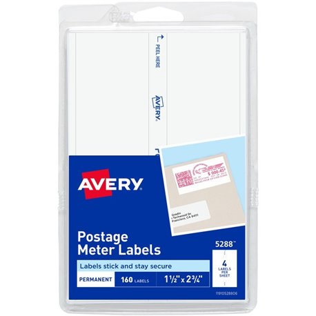 Avery Address Label - 1 1/2" Width x 2 3/4" Length - Permanent Adhesive - Rectangle - White - Paper - 4 / Sheet - 40 Total Sheet