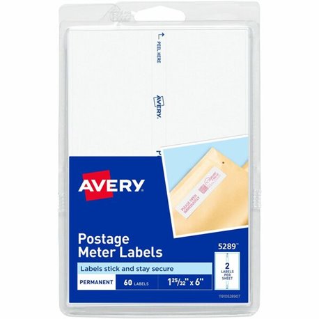 Avery Address Label - 1 3/16" Width x 6" Length - Permanent Adhesive - Rectangle - White - Paper - 2 / Sheet - 30 Total Sheets -