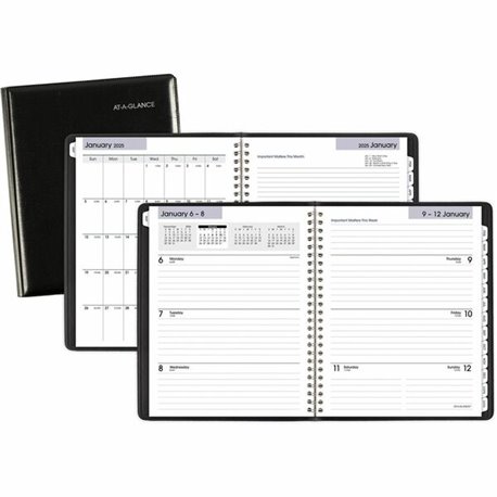 At-A-Glance DayMinder Executive Refillable Planner - Medium Size - Julian Dates - Weekly, Monthly - 12 Month - January 2025 - De