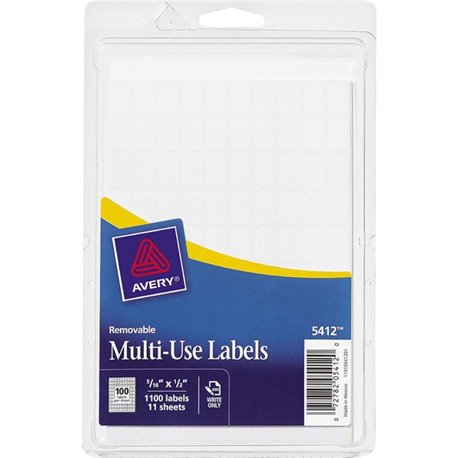 Avery Removable ID Labels - 5/16" Width x 1/2" Length - Removable Adhesive - Rectangle - White - Paper - 1000 / Pack - Self-adhe